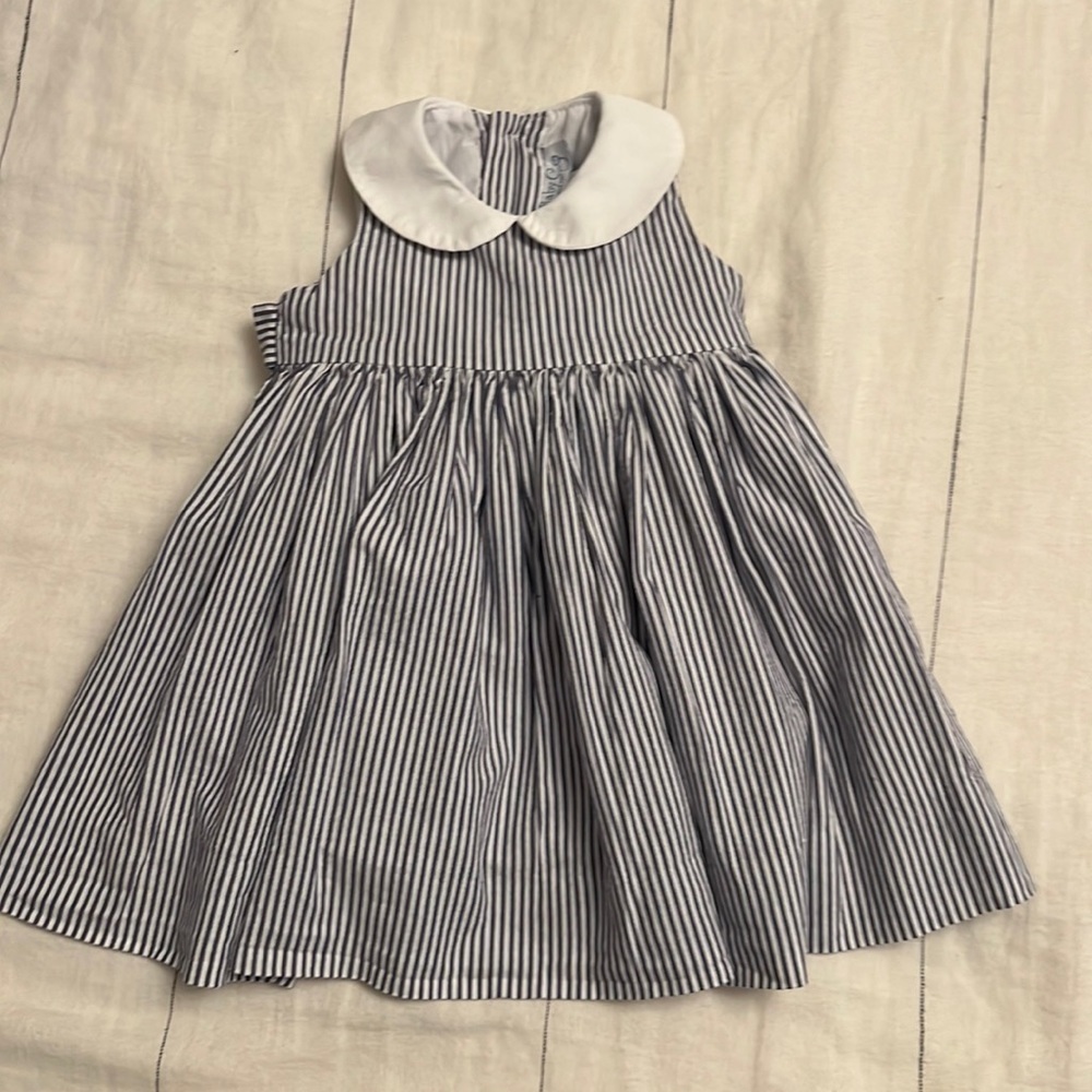 Baby CZ Royal Blue and White Striped Pintuck
Sleeveless